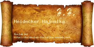 Heidecker Hajnalka névjegykártya